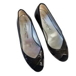 Andrea Carrano Black Suede & Glitter Patent Ballet Flats 8.5B